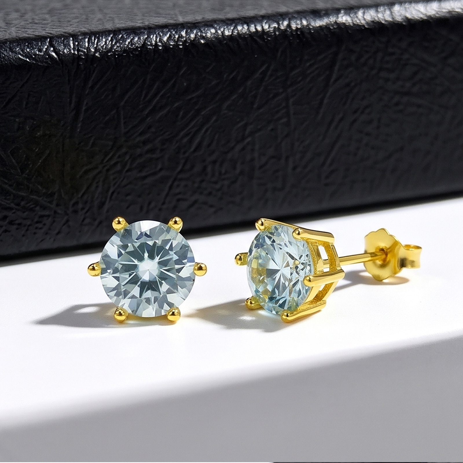 Exquisite Azury Synthetic Moissanite Six-Prong Stud Earrings